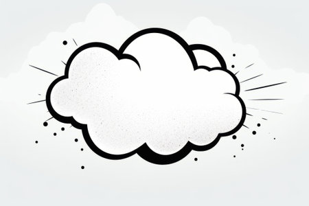 Hand drawn white speech bubble with black stroke and shadow.の素材