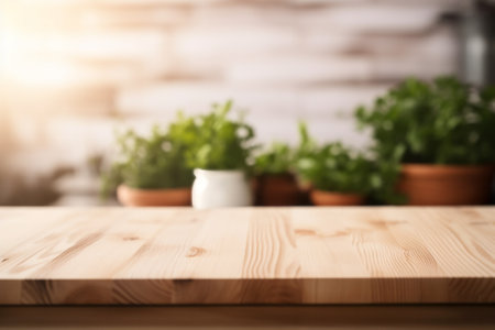 Modern Kitchen wooden table top for product, display podium.の素材
