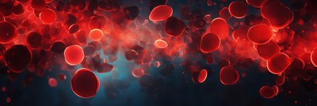 Red blood cells, medical red banner.の素材