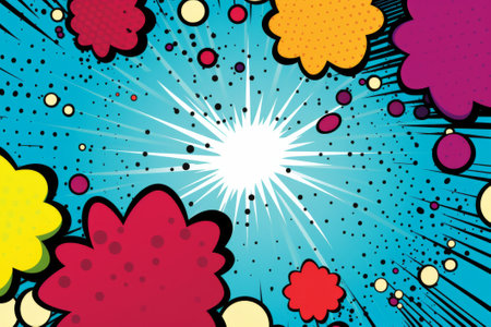 A pop art style with comic bubbles, dots. Comic art illustration background.の素材