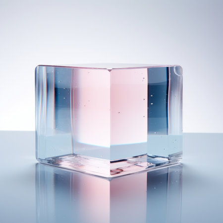Water transparent cube is on white background.の素材