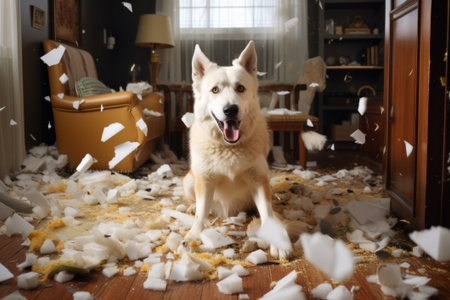 Dog did a mess in the living room.の素材