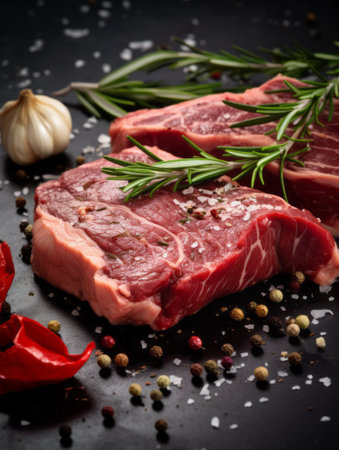 Close-up of beef ingredients, on the clean background.の素材