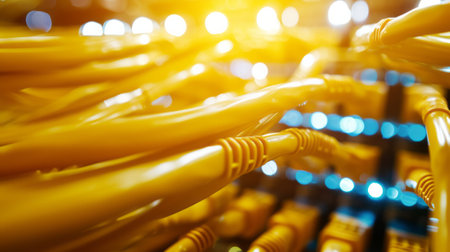 Web banner of yellow data cables.の素材