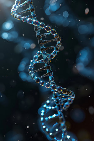 Replication DNA blue molecule in turquoise color.の素材