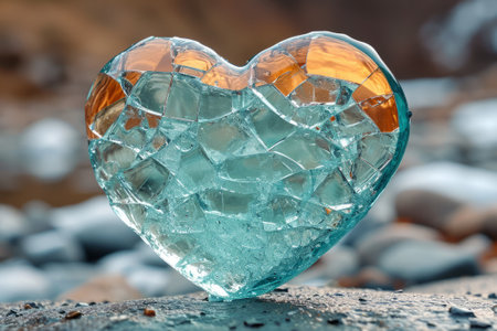 Broken heart-shaped glass.の素材