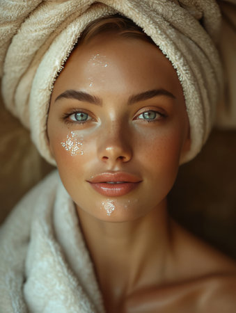 Attractive lady enjoy spa salon procedure.の素材