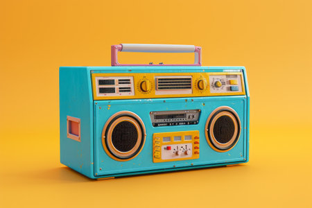 Colorful retro Boombox 3d illustrationの素材