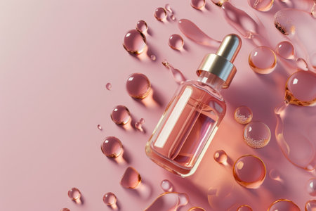 3D Collagen Skin Serum and Vitamin illustration isolated on soft color background. Concept skin care cosmetics solution.の素材