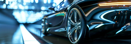 Modern automotive technologies, energy, eco-technologies, blue banner.の素材