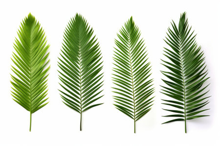 Palm leaf isolated on white background.の素材