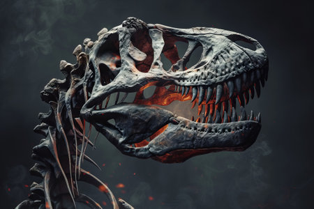 Tyrannosaurus rex skull realistic in profile position, high details.の素材