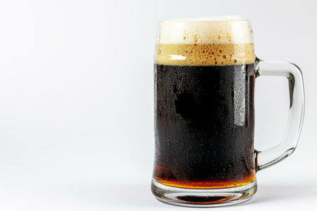 Beer in a stout glass on a white background. Mugs with drink like Pale Ale, Pilsner, Porter or Stout.の素材
