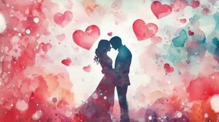 Watercolor amor. Love concept background.の素材