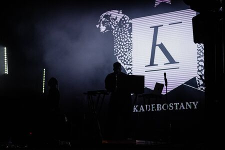 Dnepr, Ukraine - 4 August, 2019: Kadebostany band in music concert bezviz festival in Dnipro, 
horizontal  vocalist and guitaristのeditorial素材