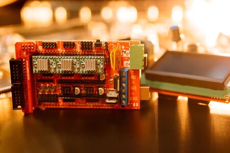 Parts for assembly cnc machine. Display and arduino board for controlling the machine.