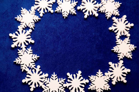 frame of snowflakes, winter background, christmas decorationsの写真素材