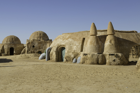 TOZEUR, TUNISIA - MAY 17, 2017: Houses from planet Tatouine, movie set for movieのeditorial素材