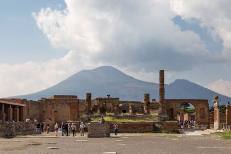 Pompeii, Italy - May 24, 2018: People at the archaeological site of Pompeii, Province of Naples, Campania, Italy.のeditorial素材