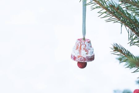 DIY handmade decoration on a Christmas treeの写真素材