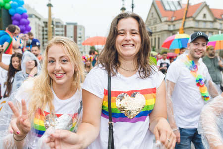 Prague, Czech Republic - August 10, 2019: Participants of the annual Prague Gay Pride parade....