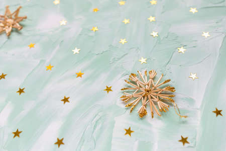 Christmas decoration on green background