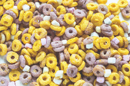 Multi colored fruit loops background. Close upの写真素材