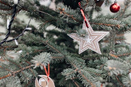 DIY handmade decoration on a Christmas tree