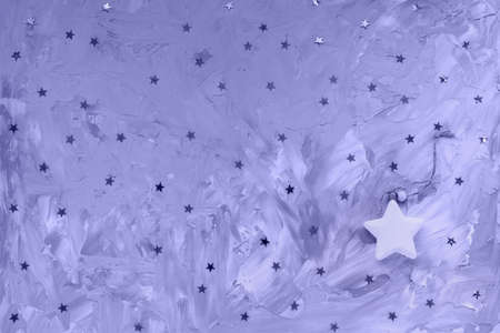 Color of the year 2022 very peri. Trendy colors concept. Winter holidays blue background with stars...