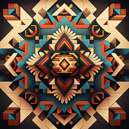Aztec geometric pattern with triangles, diamond and sharp angles. Tribal, folk embroidery style....
