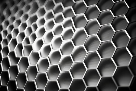 Abstract black metallic polygonal mosaic background. Luxury design with hexagon pattern. AI