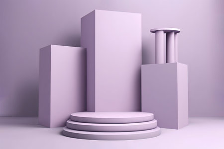 Product display pastel lavender round podium on vibrant colorful gradient background. Stage showcase on pedestal studio with podium. Modern abstract background. 3Dの写真素材