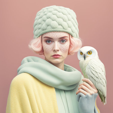 Fashion portrait. Young woman wearing high fashion clothing. Pastel colors. Generative AIの写真素材