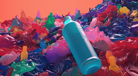 Plastic pollution abstract background. Global waste managment, recycling concept. Generative AIの素材