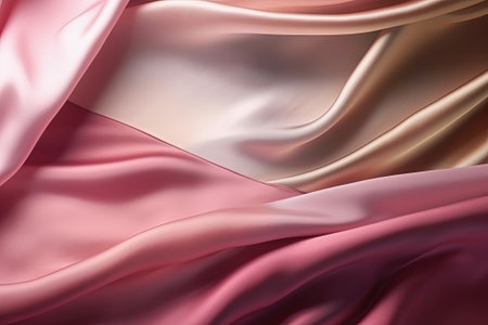Satin texture pink gradient fabric background, silk backdrop, closeup. Generative AIの素材
