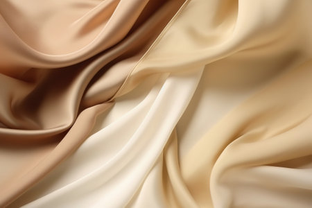 Satin texture beige and brown gradient fabric background, silk backdrop, closeup. Generative AIの素材