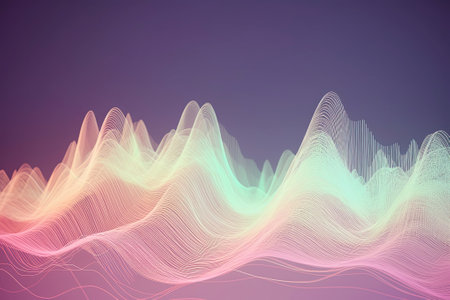 Sound wave vizualisation. Music audio frequencies concept. Abstract background, high tech waves, pastel colors. Generative AIの素材