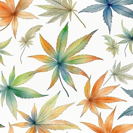 Cannabis leaves pattern on white background. Medical marijuana concept. Generative AIの素材