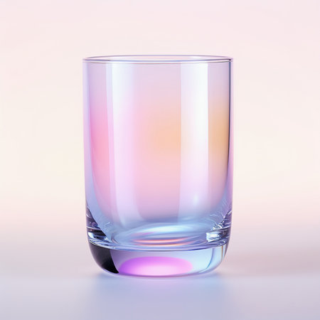 One empty glass. Pastel colors, gradient design. Product photography. Generative AIの素材