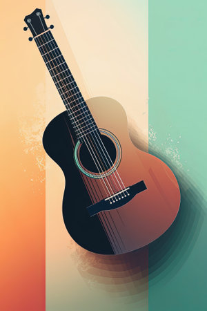 Country music festival poster with acoustic guitar. Generative AIの素材