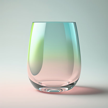 One empty glass. Pastel colors, gradient design. Product photography. Generative AIの素材