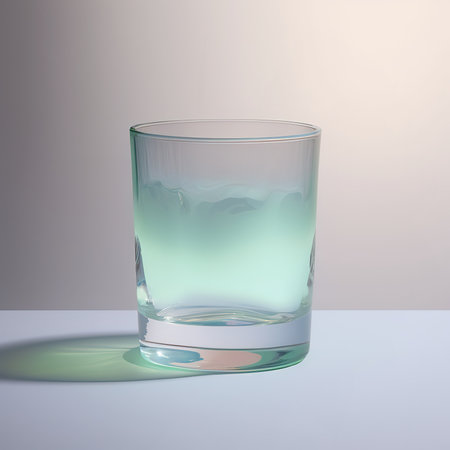 One empty glass. Bright colors, gradient design. Product designの素材