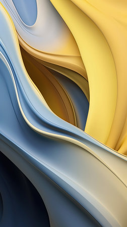 Abstract technological virtual background with gradient blue and yellow curves, minimalist styleの素材