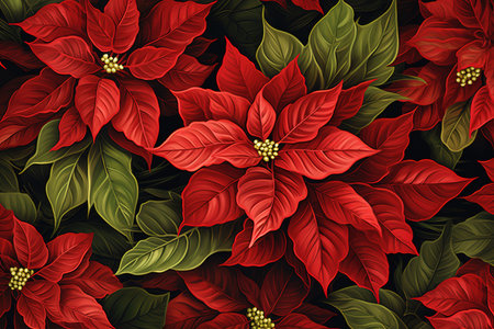 Christmas poinsettias festive holiday background, Poinsettia Flowers cardの素材