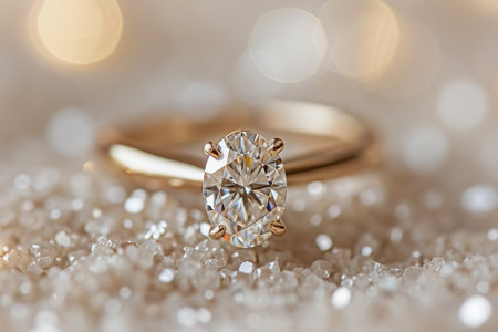 Oval Cut diamond engagement ring, luxury jewelry, close upの素材
