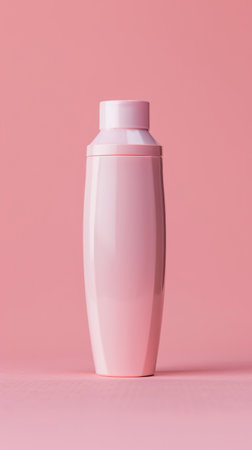 Modern pastel pink cosmetic container isolated on pink backgroundの素材