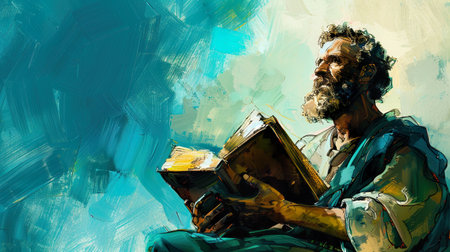 Apostle Paul Reading the Scriptures, background for quoteの素材
