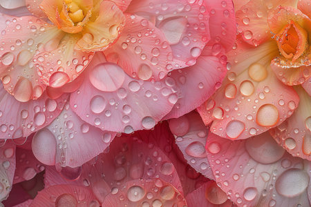 Close Up of Peach Begonia Flower in Bloom for Botanical Decor.の素材