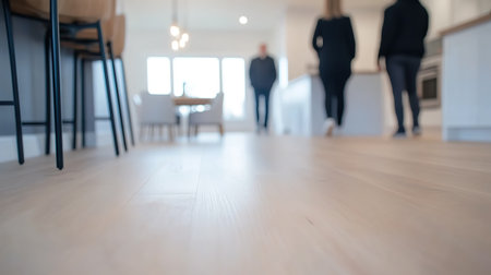 Visitors enjoy discovering newly constructed home during guided tour.の素材