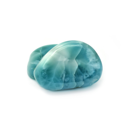 Rare gemstone - larimar or blue pectolite. White background.の写真素材